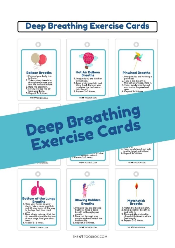 Deep breathing, belly breathing activities in different themes