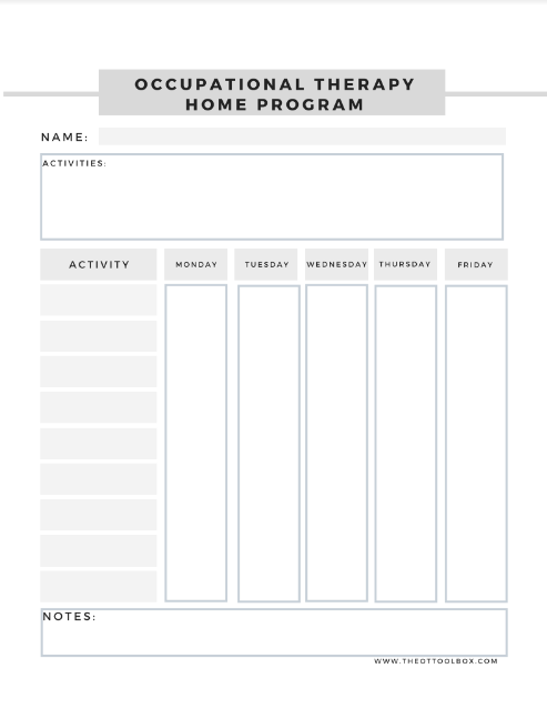 Programa de terapia ocupacional a domicilio para crear un plan de terapia ocupacional a domicilio para las familias