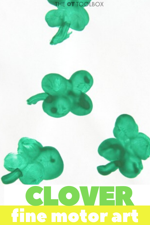 This St. Patrick's day craft uses clovers to work on fine motor skills like finger isolation. What a fun dexterity activity for kids! 