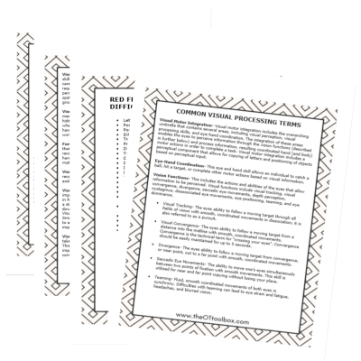 Understand common visual processing terms with these therapy information sheets