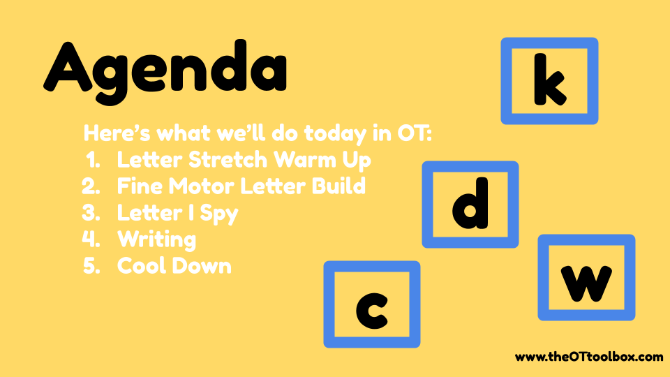 Utilice este paquete de diapositivas de OT para enseñar las letras en la enseñanza a distancia o en la telesalud de OT con movimiento.