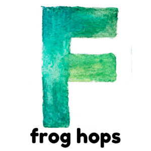 F is for frog jumps gross motor activity part of an abc exercise for kids