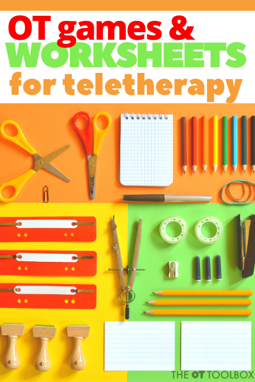 Use these occupational therapy games and worksheets in teletherapy