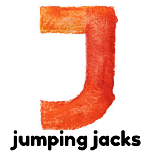 J de jumping jacks actividad motora gruesa parte de un ejercicio abc para niños