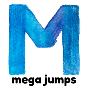 M is for mega jumps gross motor activity part of an abc exercise for kids