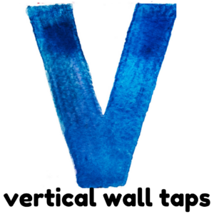 V de grifos verticales en la pared actividad de motricidad gruesa parte de un ejercicio abc para niños
