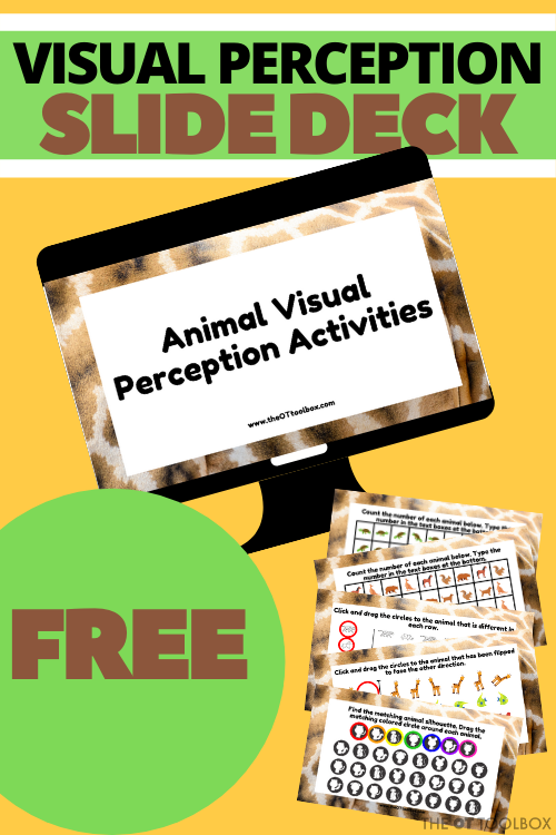 Este paquete de diapositivas gratuito es una actividad de percepción visual de animales