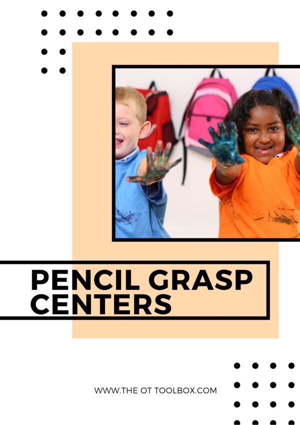 Centers activities to improve pencil grasp and handwriting