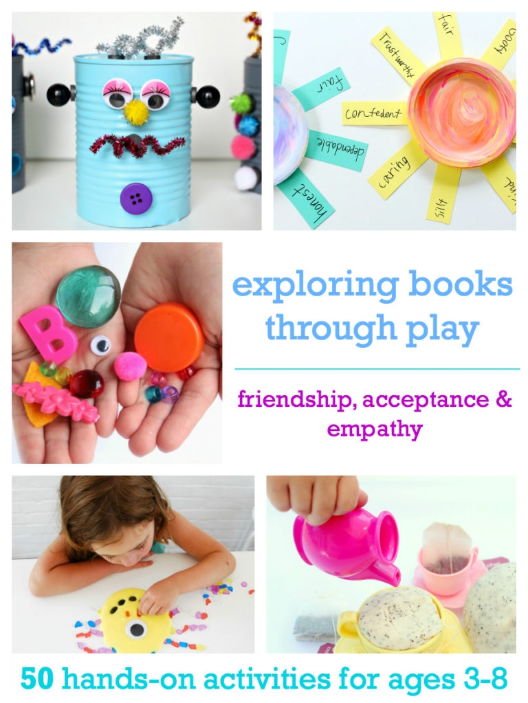 Explorar los libros a través del juego ayuda a los niños a desarrollar la motricidad fina y la motricidad gruesa mientras aprenden sobre la empatía y la compasión.