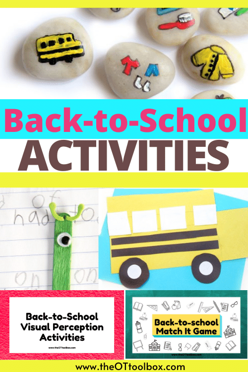 These back to school activities can be used in weekly theme planning for occupational therapy activities.