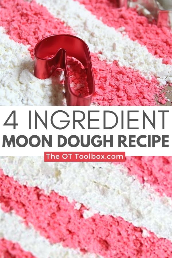 Moon dough recipe is a peppermint dough recipe for Christmas sensory play.