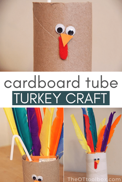 Cardboard turkey craft that doubles as a juicebox cover and an oral sensory tool