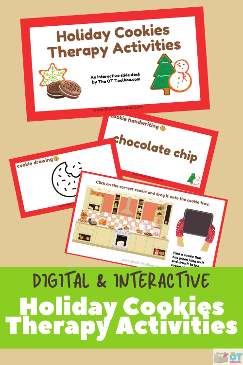 use this holiday cookies activities for therapy planning using a cookie theme in teletherapy.