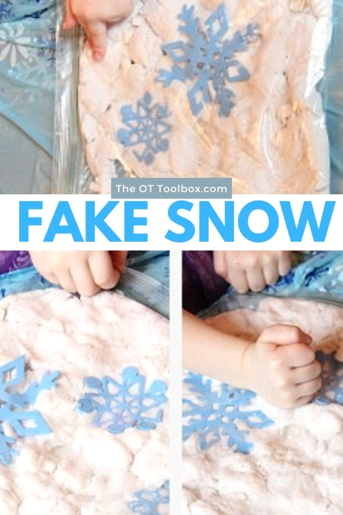 Fake snow for sensory play