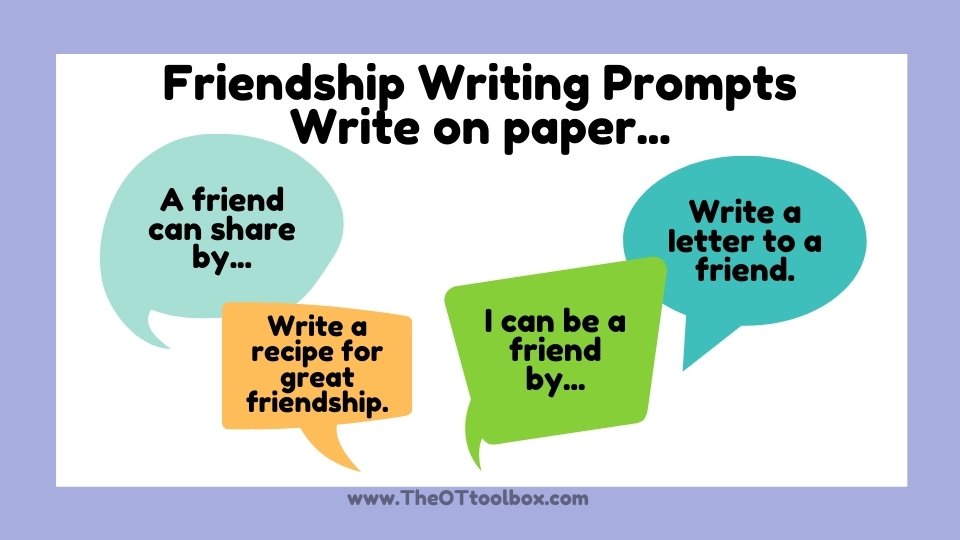 Friendship writing prompts for social emotional development and handwriting.