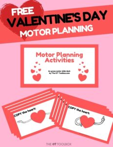 Valentines day gross motor slide deck for helping kids with movement, motor planning, coordination, and other gross motor skills.