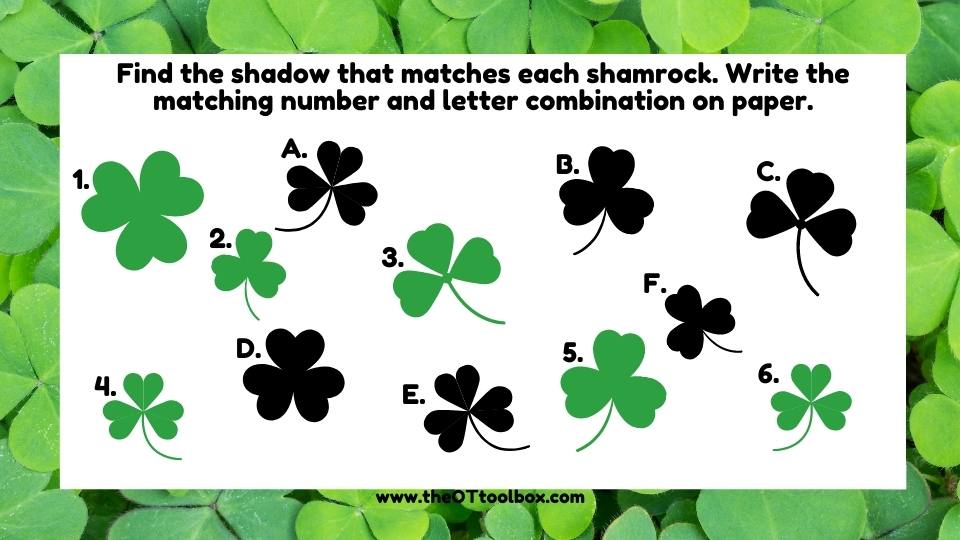 Shamrock vision therapy exercise for visual discrimination