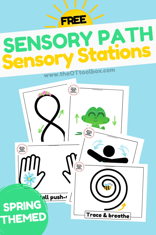 Estaciones sensoriales imprimibles gratuitas para una ruta sensorial con temática de primavera