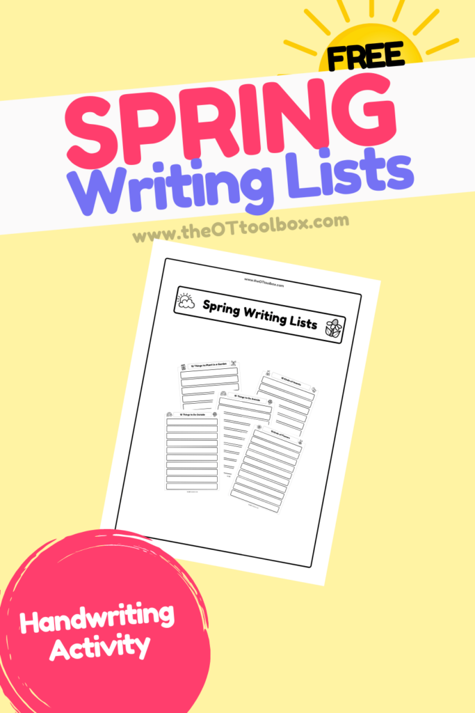 Spring Writing Lists worksheets