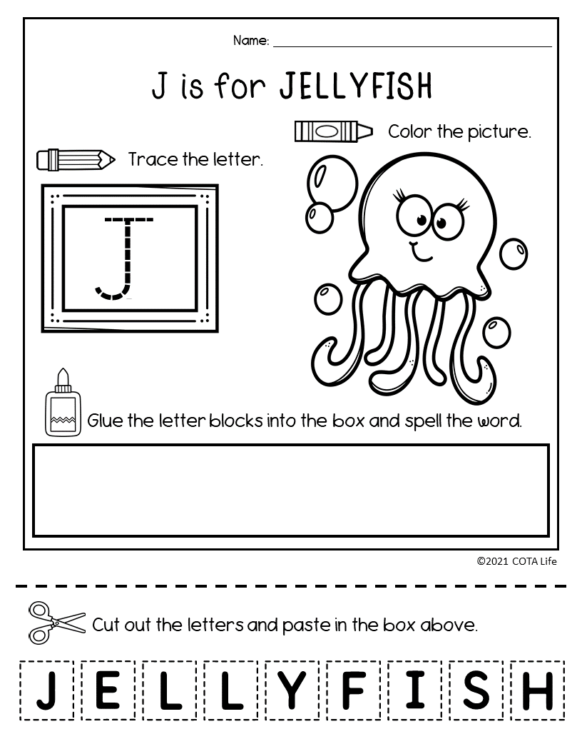 A-Z Animal Alphabet Activity Workbook - Trace, Color, Cut and Paste - Image 3