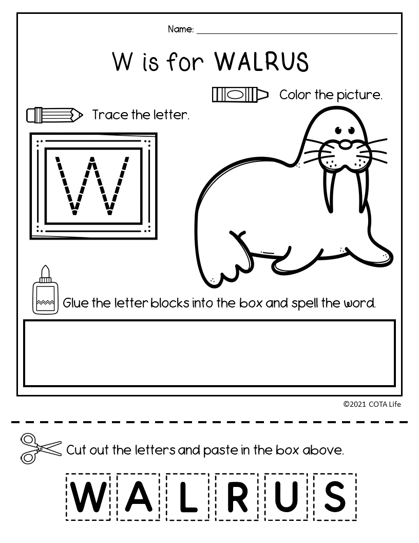 A-Z Animal Alphabet Activity Workbook - Trace, Color, Cut and Paste - Image 4
