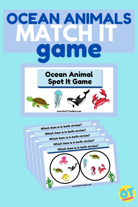 Ocean animals matching game to work on visual perceptual skills