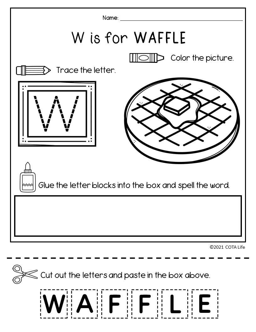 A-Z Food Alphabet Activity Workbook - Trace, Color, Cut and Paste - Image 4