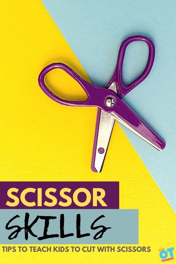Scissor skills activities and information to help children with improving scissor skills so they can cut with scissors.