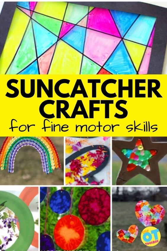 Suncatcher crafts that kids can use to build fine motor skills.