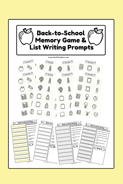 Back-to-School Memory Game and List Writing Prompts