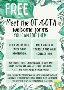 Meet the teacher Meet the Therapist letter