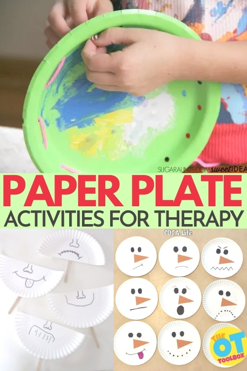 Paper plate activities and paper plate crafts to develop skills like fine motor skills, social emotional skills, and gross motor skills.