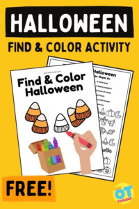 Halloween find and color worksheets