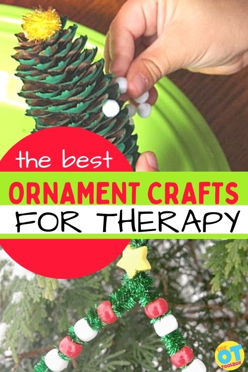 These are the best Christmas ornament crafts for kids to make in therapy, the classroom parties, in preschool, or at home while building fine motor skills.