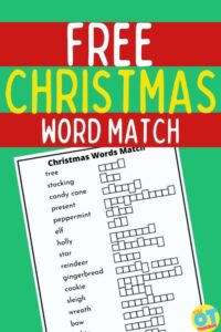 Christmas word match worksheet