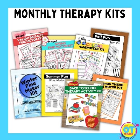 Therapy Kits are themed PDF packs of occupational therapy resources and tools to support kids' development.
