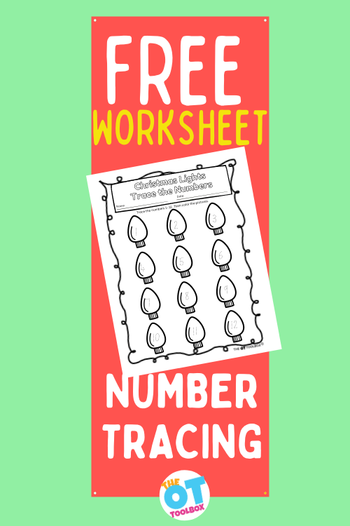Free Christmas lights number tracing worksheet