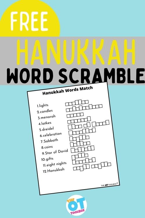 This free Hanukkah word scramble is a Hanukkah activity sheet for the holidays.