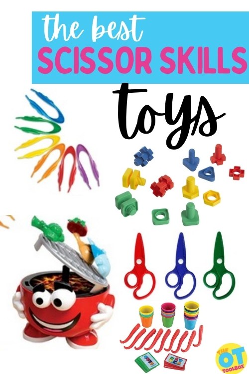 Scissor skills toys to help kids use scissors.