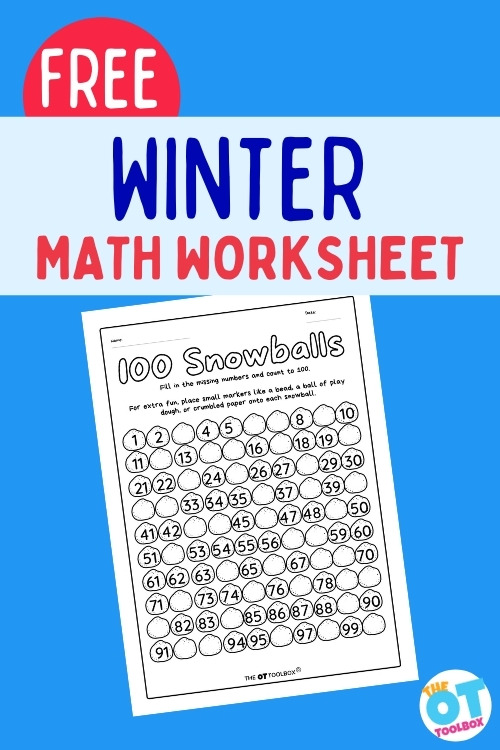 winter math worksheet 100th day of school