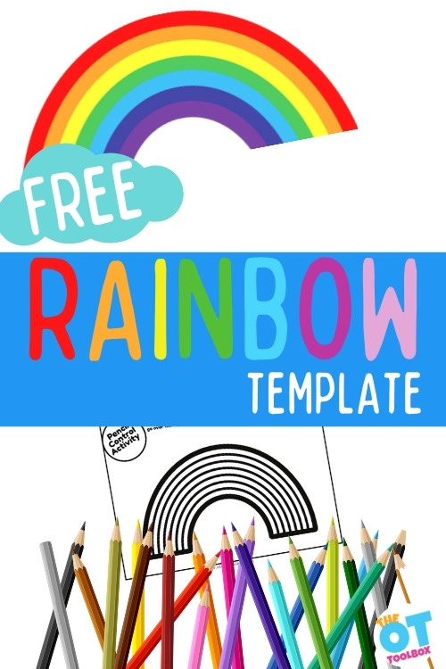 This free rainbow template printable is a resource that can be used to work on pencil control, eye-hand coordination, letter formation, scissor skills, and more.