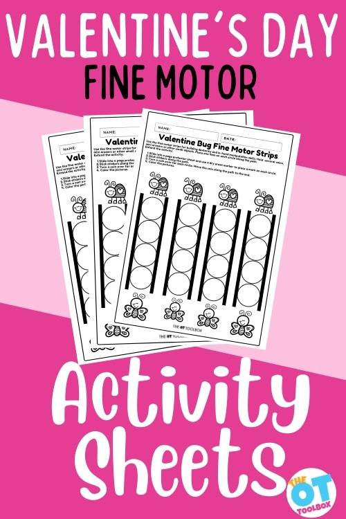 Valentines Day Fine Motor Worksheets for developing precision and in-hand manipulation skills