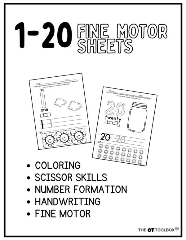 1-20 fine motor sheets