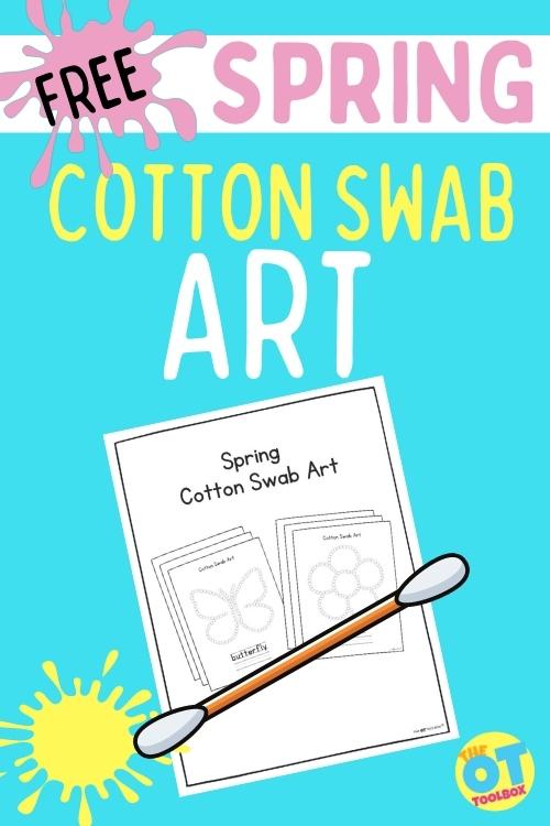 Spring themed cotton swab art to build fine motor skills