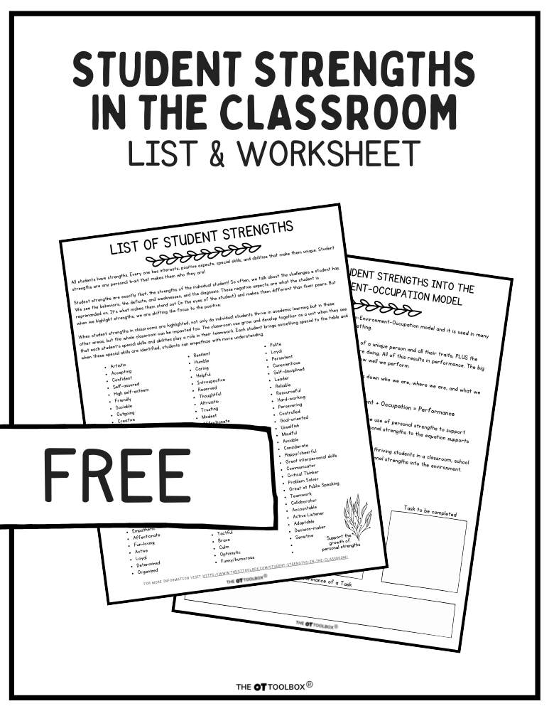 List of student strengths in the classroom handout