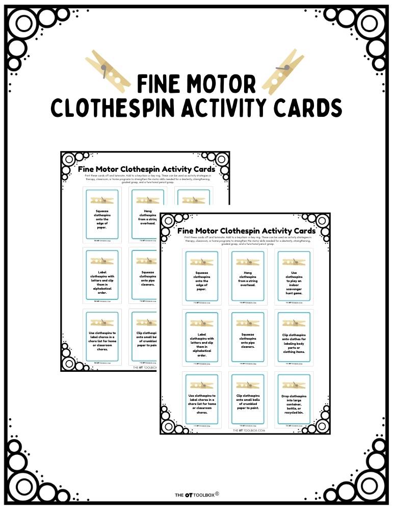 Clothespin Activities Cards