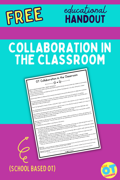 Occupational therapy collaboration in the classroom handout