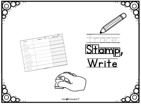 Multisensory writing sheets- Trace, stamp, write worksheets