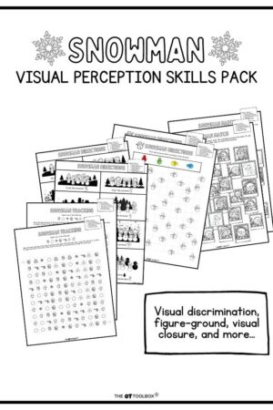 snowman visual perception worksheets set