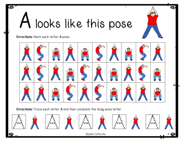 Alphabet Pose Hunt and Write - The OT Toolbox